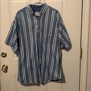 Men’s blue stripped button down shirt
